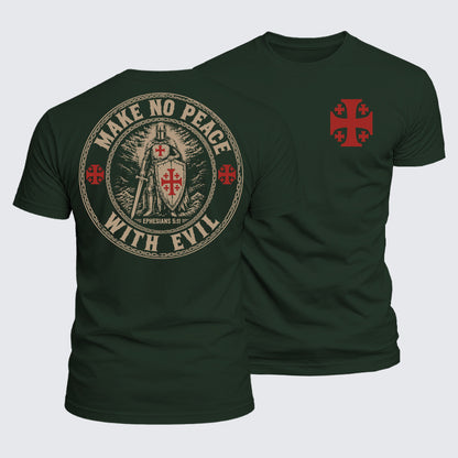 Luxe Mercerized Cotton Tee - Make No Peace with Evil Knight Templar Jerusalem Cross