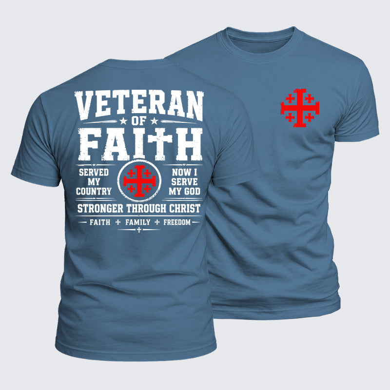Luxe Mercerized Cotton Tee - Veteran Of Faith Stronger Through Christ