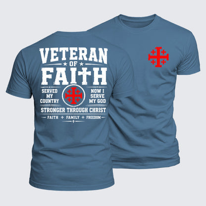 Luxe Mercerized Cotton Tee - Veteran Of Faith Stronger Through Christ
