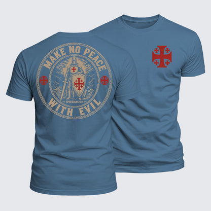 Luxe Mercerized Cotton Tee - Make No Peace with Evil Knight Templar Jerusalem Cross