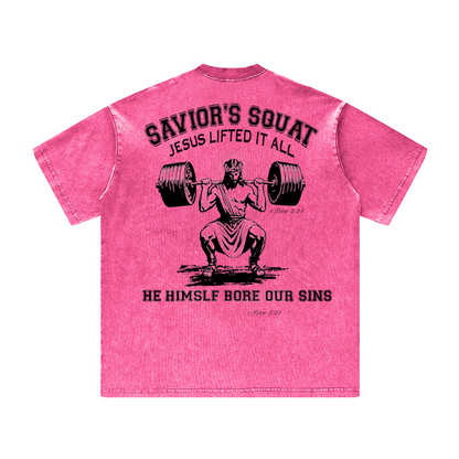 Savior's Squat Jesus Lifted It All Unisex Tee