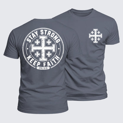 Luxe Mercerized Cotton Tee -  Stay Strong, Keep Faith