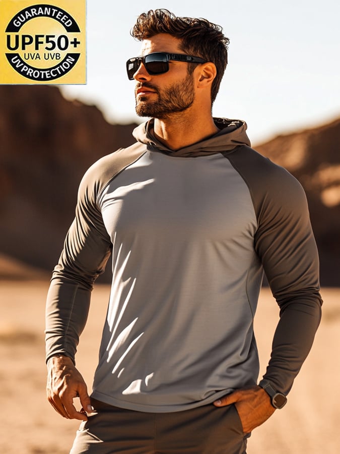 Men's Outdoor Sun Protection Cool Hooded Sun Protection Long Sleeve Top
