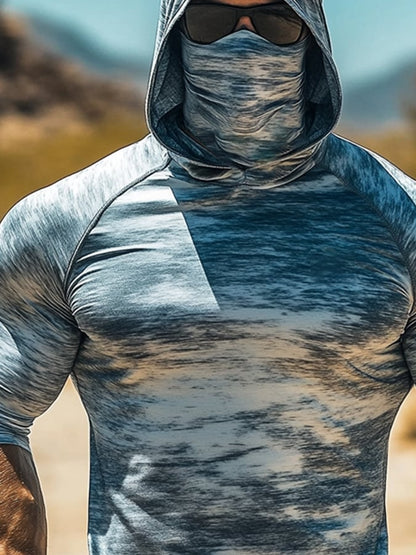 Men's Outdoor Sun Protection Breathable Cool Hooded Sun Protection Long Sleeve Top