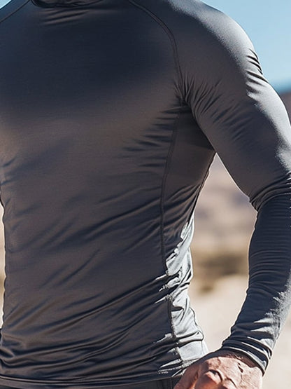 Men's Outdoor Sun Protection Breathable Cool Mask Hooded Sun Protection Long-Sleeved Top