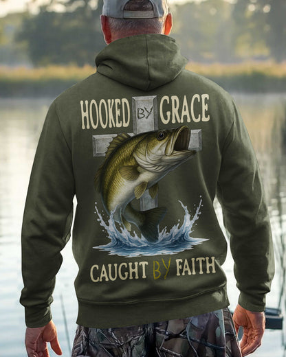 Hooked By Grace Caught By Faith All Over Print T-Shirt