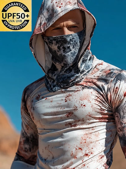 Men's Outdoor Sun Protection Breathable Cool Hooded Sun Protection Long Sleeve Top