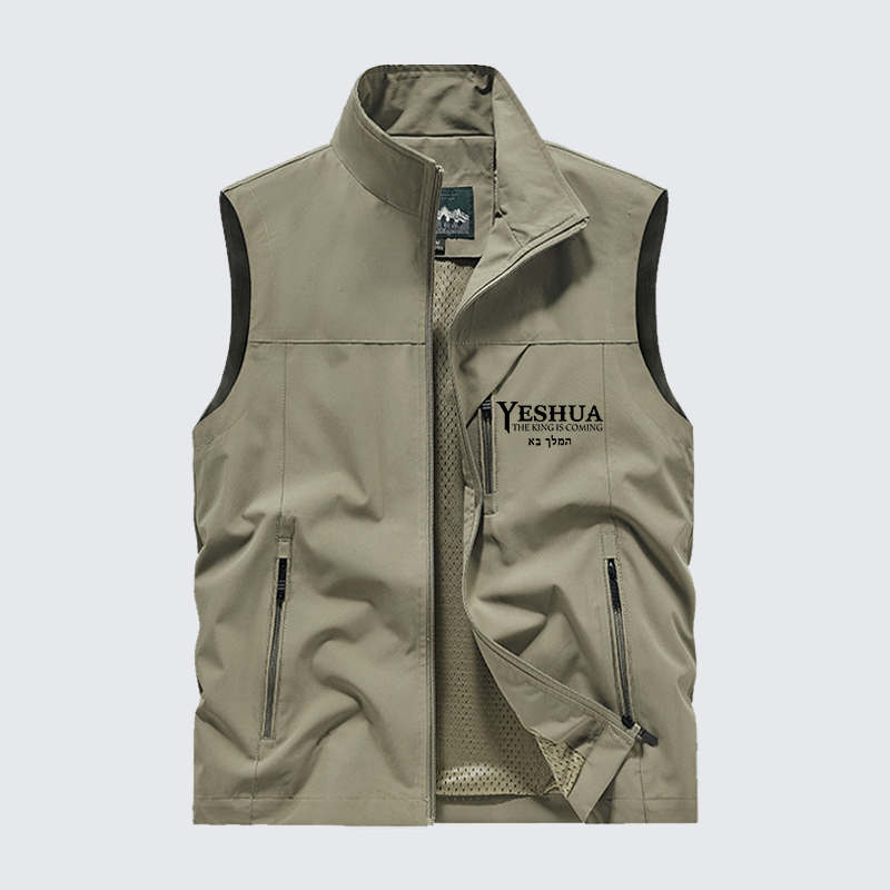 Yeshua The King Is Coming Hebrew Name Jesus God Christian Outdoor Quick-dry Vest
