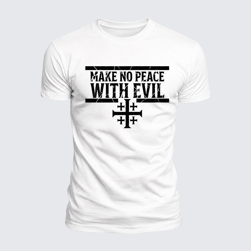 Luxe Mercerized Cotton Tee -  Make No Peace with Evil Knight Templar Jerusalem Cross