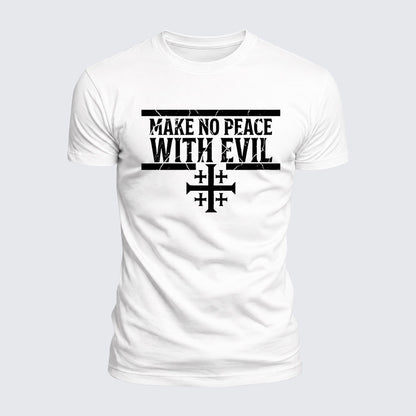 Luxe Mercerized Cotton Tee -  Make No Peace with Evil Knight Templar Jerusalem Cross