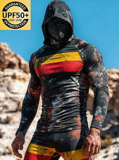 Men's Outdoor Sun Protection Breathable Cool Hooded Sun Protection Long-Sleeved Top