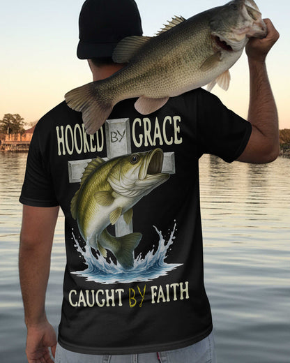 Hooked By Grace Caught By Faith All Over Print T-Shirt