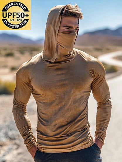 Men's Outdoor Sun Protection Breathable Cool Hooded Sun Protection Long Sleeve Top