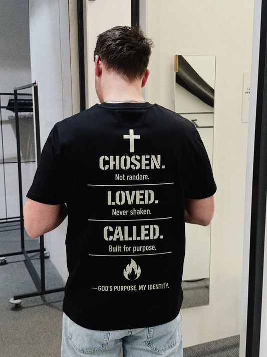 Chosen Loved Called Gods Purpose My Identity Cross Printed Men's T-shirt