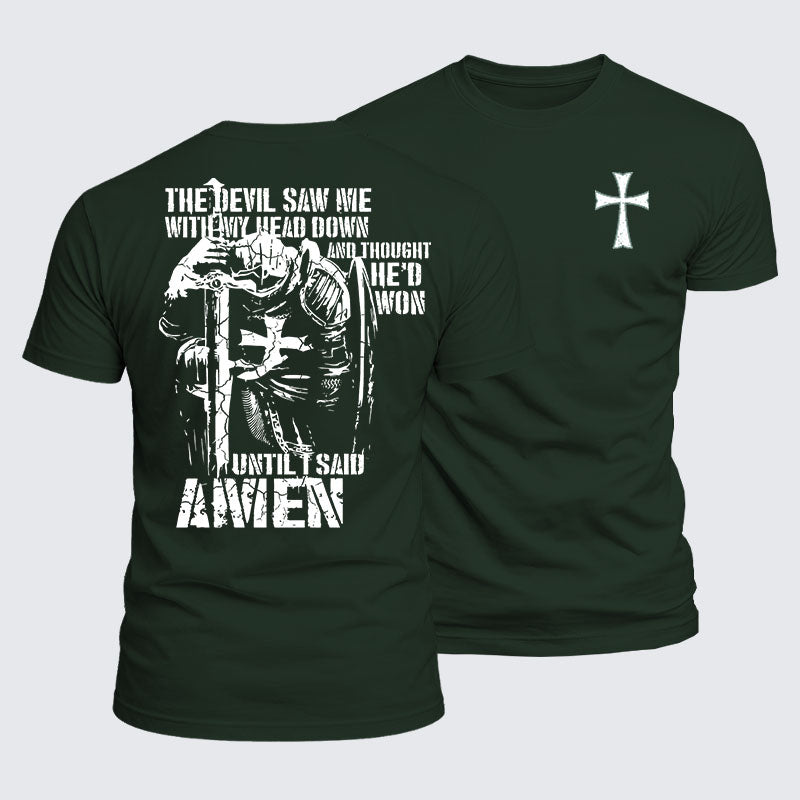 Luxe Mercerized Cotton Tee - The Devil Saw Me with My Head Down and Thought He'd Won Until I Said Amen