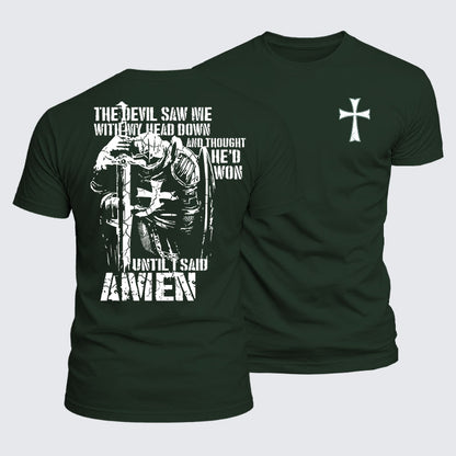 Luxe Mercerized Cotton Tee - The Devil Saw Me with My Head Down and Thought He'd Won Until I Said Amen