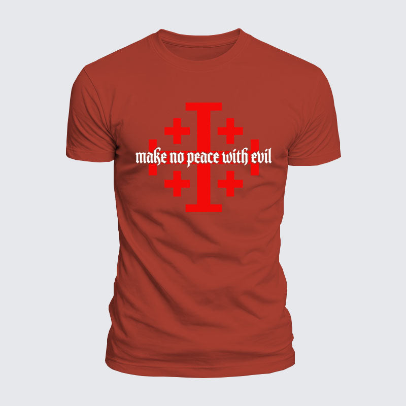 Luxe Mercerized Cotton Tee -  Make No Peace with Evil Knight Templar Jerusalem Cross