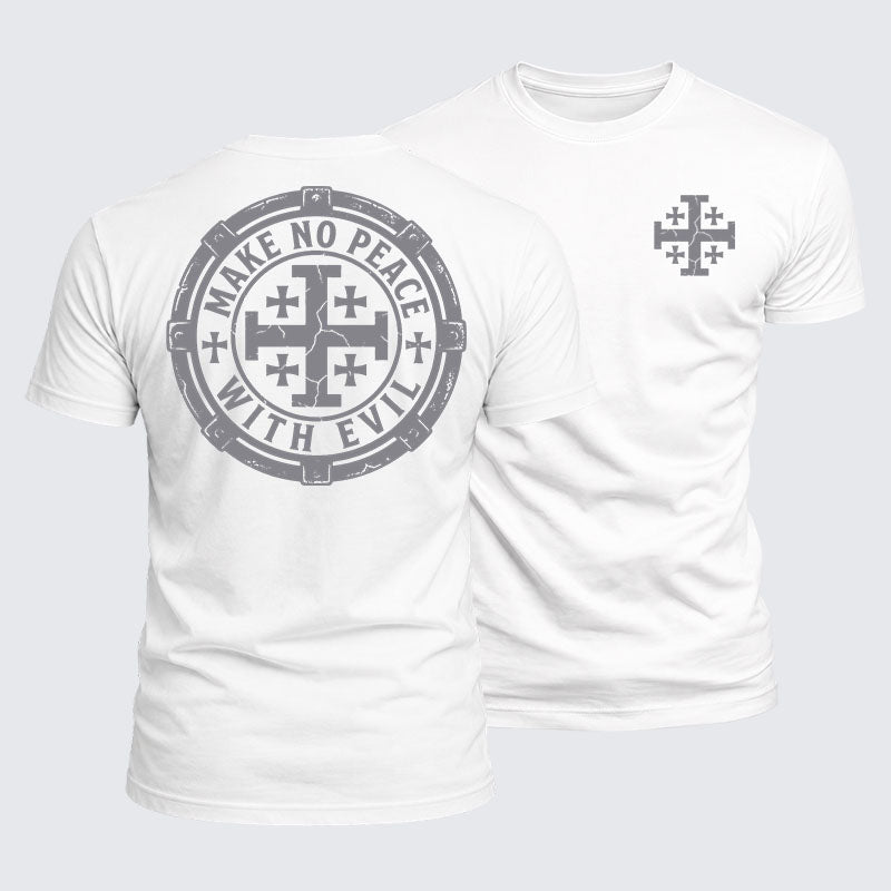 Luxe Mercerized Cotton Tee -  Make No Peace with Evil Knight Templar Jerusalem Cross
