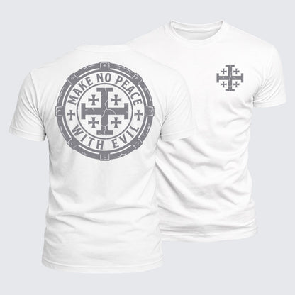 Luxe Mercerized Cotton Tee -  Make No Peace with Evil Knight Templar Jerusalem Cross