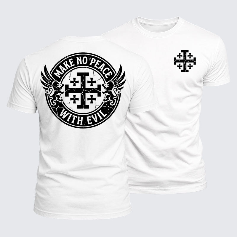 Luxe Mercerized Cotton Tee -  Make No Peace with Evil Knight Templar Jerusalem Cross