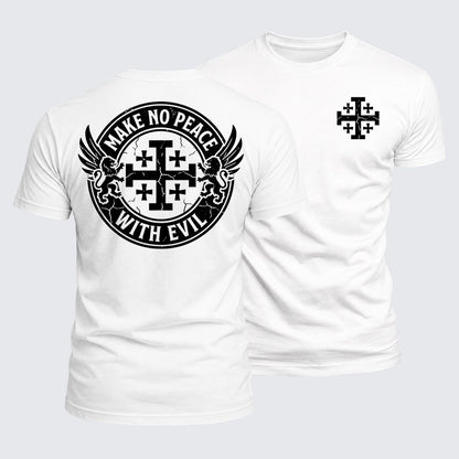 Luxe Mercerized Cotton Tee -  Make No Peace with Evil Knight Templar Jerusalem Cross