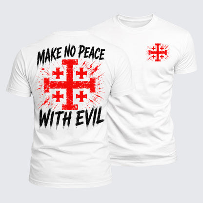 Luxe Mercerized Cotton Tee - Make No Peace with Evil  Jerusalem Cross