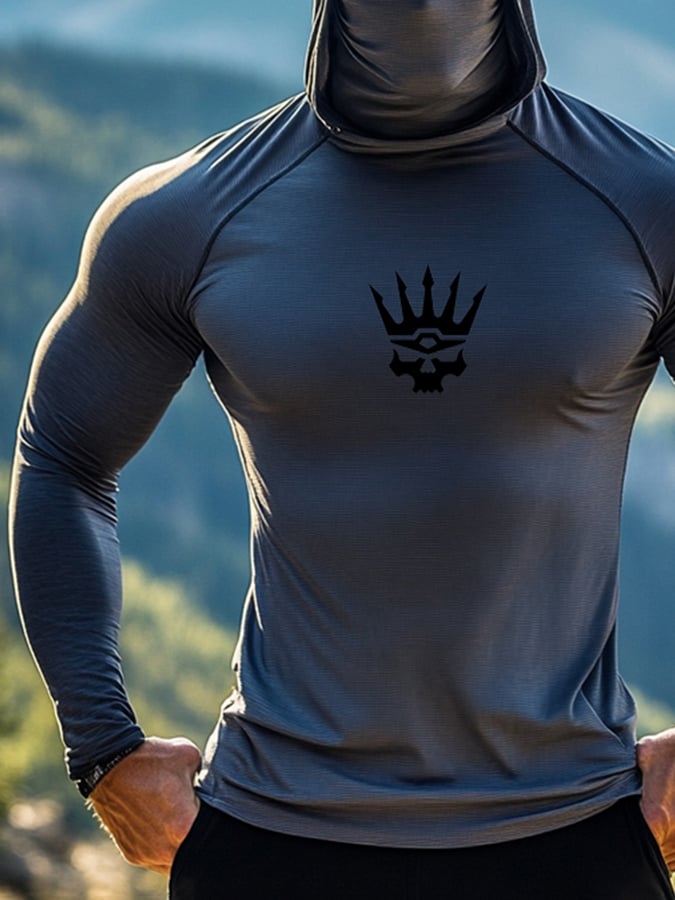 Men's Outdoor Sun Protection Breathable Cool Hooded Sun Protection Long Sleeve Top