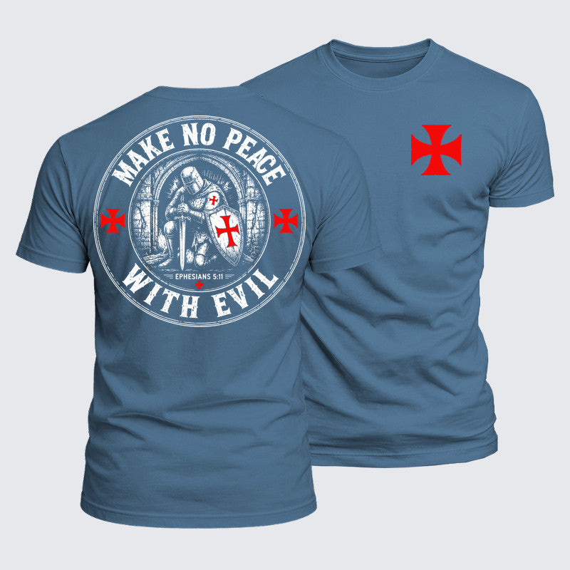 Luxe Mercerized Cotton Tee - Make No Peace with Evil Knight Templar Jerusalem Cross