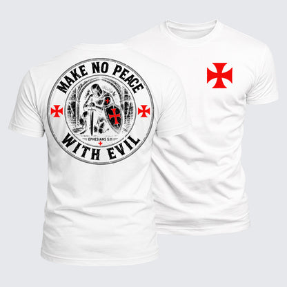 Luxe Mercerized Cotton Tee - Make No Peace with Evil Knight Templar Jerusalem Cross
