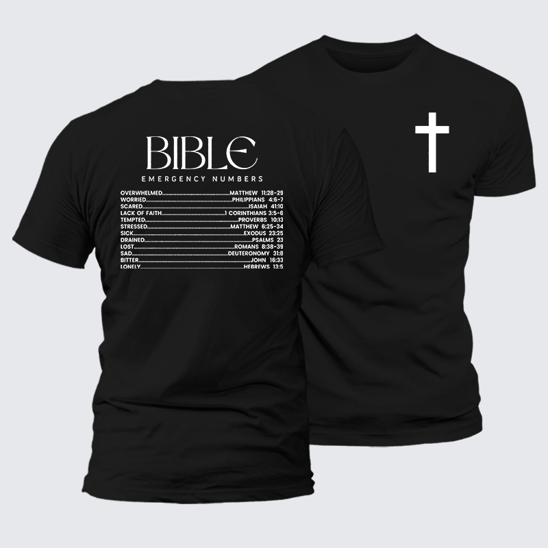 Luxe Mercerized Cotton Tee - Bible Emergency Numbers