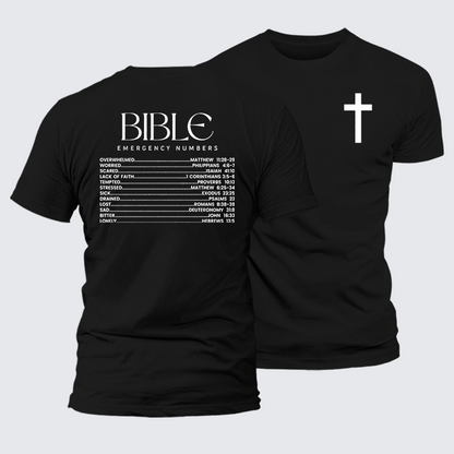 Luxe Mercerized Cotton Tee - Bible Emergency Numbers