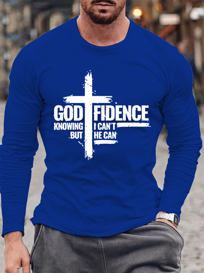 Godfidence Print Cross  Cotton Long Sleeve T-Shirt