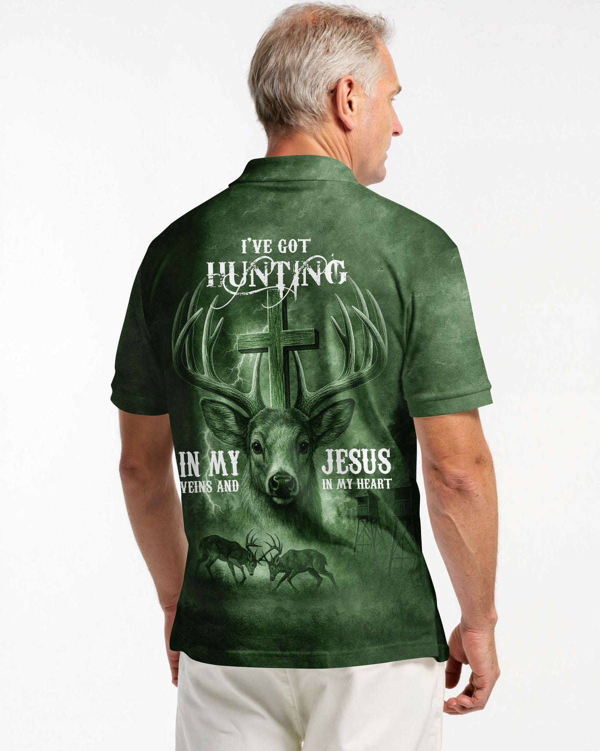 I've Got Hunting In My Veins And Jesus In My Heart Green T-Shirt