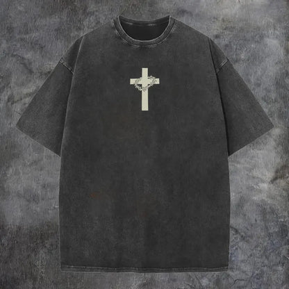 Jesus Christ Printed Men's Washed T-Shirt