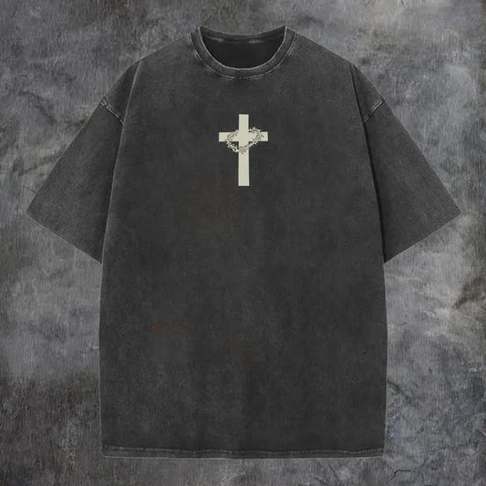 Jesus Christ Printed Men's Washed T-Shirt
