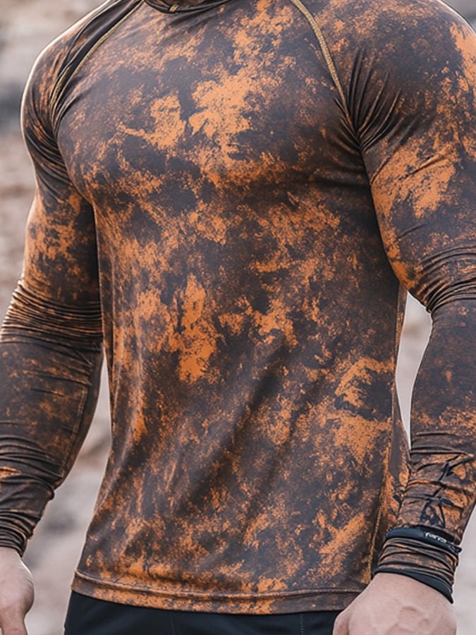 Men's Outdoor Sun Protection Breathable Cool Hooded Sun Protection Long Sleeve Top