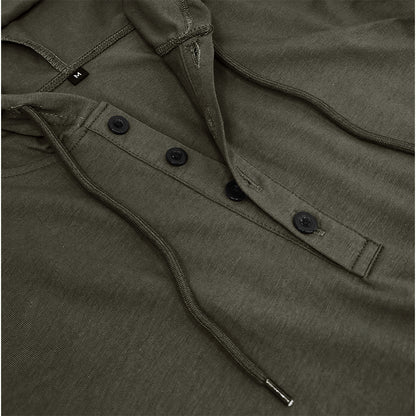 Men's Solid Color Stretch Slim Fit Short Sleeve Hooded Henley Shirt