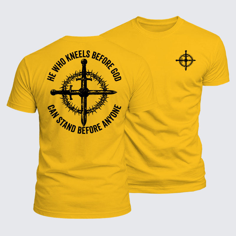 Luxe Mercerized Cotton Tee - He Who Kneels Before God Can Stand Before Anyone