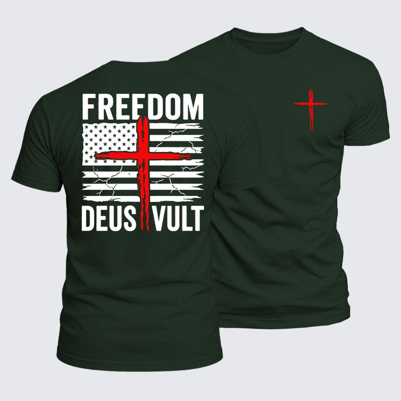 Luxe Mercerized Cotton Tee - Deus Vult American Flag Freedom