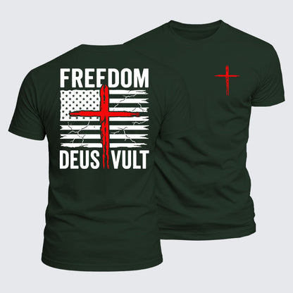 Luxe Mercerized Cotton Tee - Deus Vult American Flag Freedom