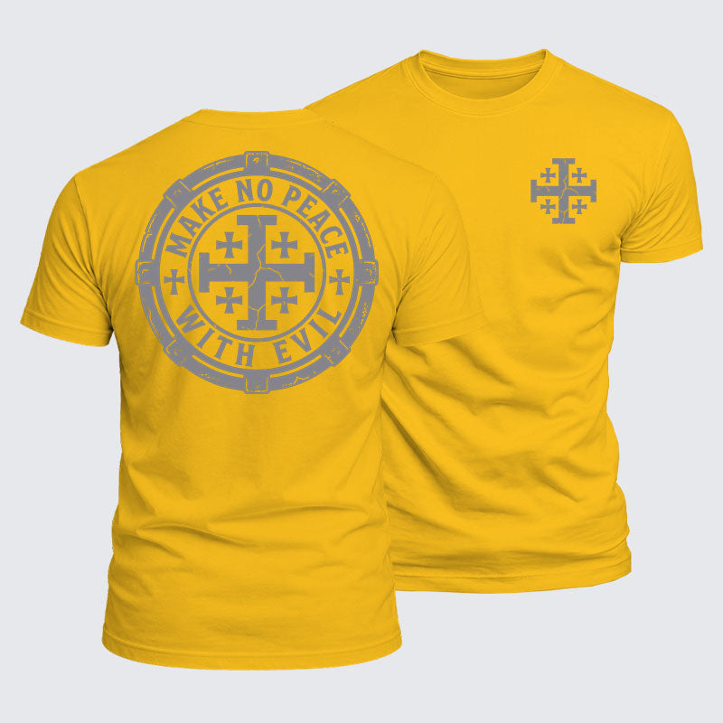 Luxe Mercerized Cotton Tee -  Make No Peace with Evil Knight Templar Jerusalem Cross