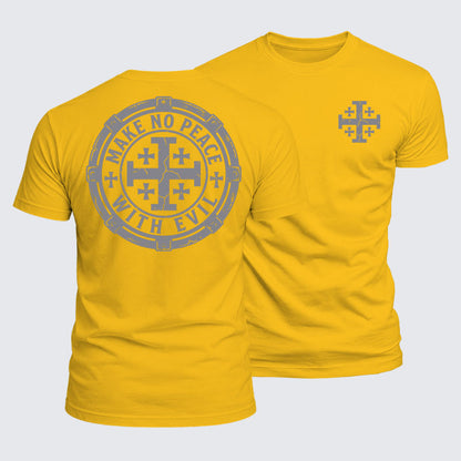 Luxe Mercerized Cotton Tee -  Make No Peace with Evil Knight Templar Jerusalem Cross