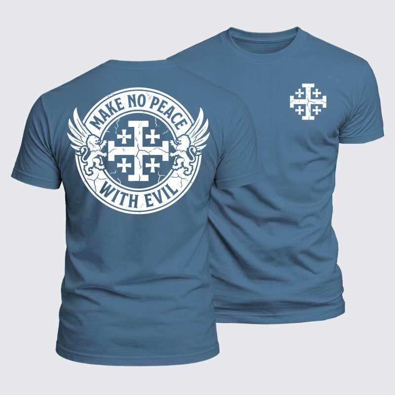 Luxe Mercerized Cotton Tee -  Make No Peace with Evil Knight Templar Jerusalem Cross
