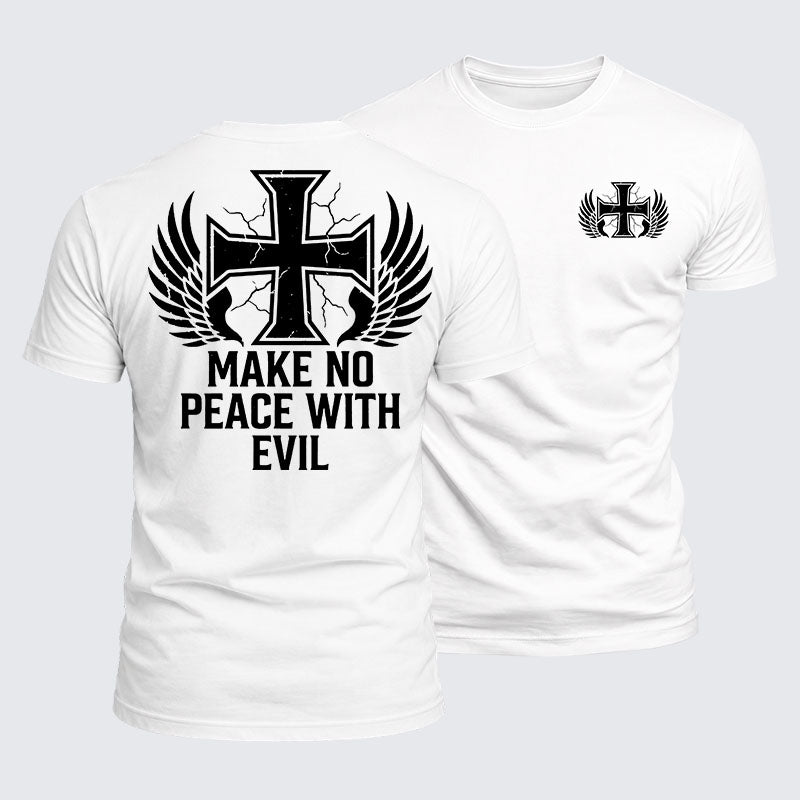 Luxe Mercerized Cotton Tee - Make No Peace with Evil Knight Templar Jerusalem Cross
