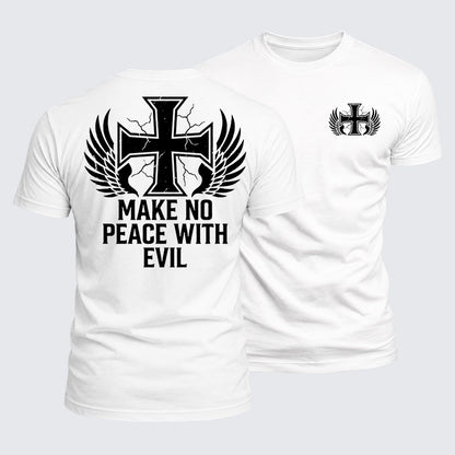 Luxe Mercerized Cotton Tee - Make No Peace with Evil Knight Templar Jerusalem Cross