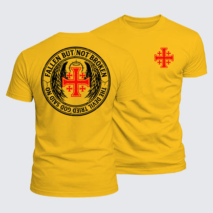 Luxe Mercerized Cotton Tee - Fallen But Not Broken The Devil Tried God Said No
