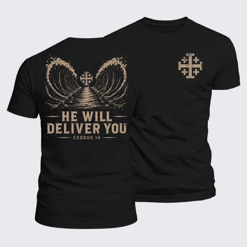 Luxe Mercerized Cotton Tee - He Will Deliver You Exodus 14
