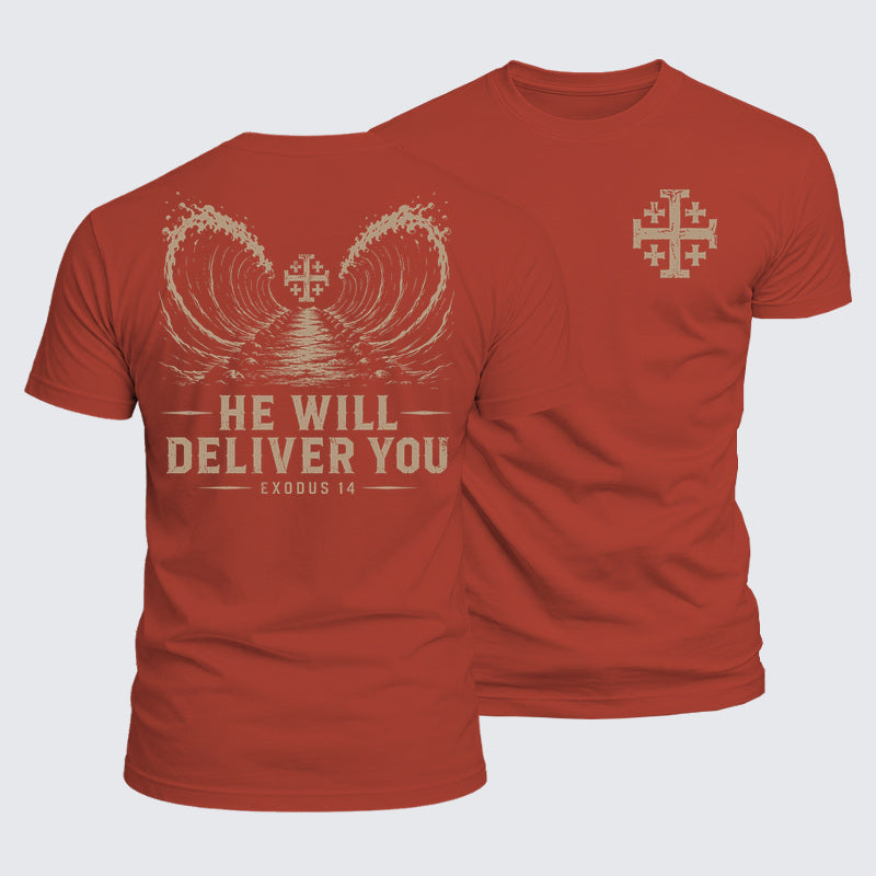 Luxe Mercerized Cotton Tee - He Will Deliver You Exodus 14