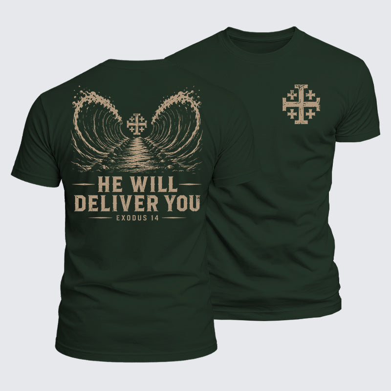 Luxe Mercerized Cotton Tee - He Will Deliver You Exodus 14