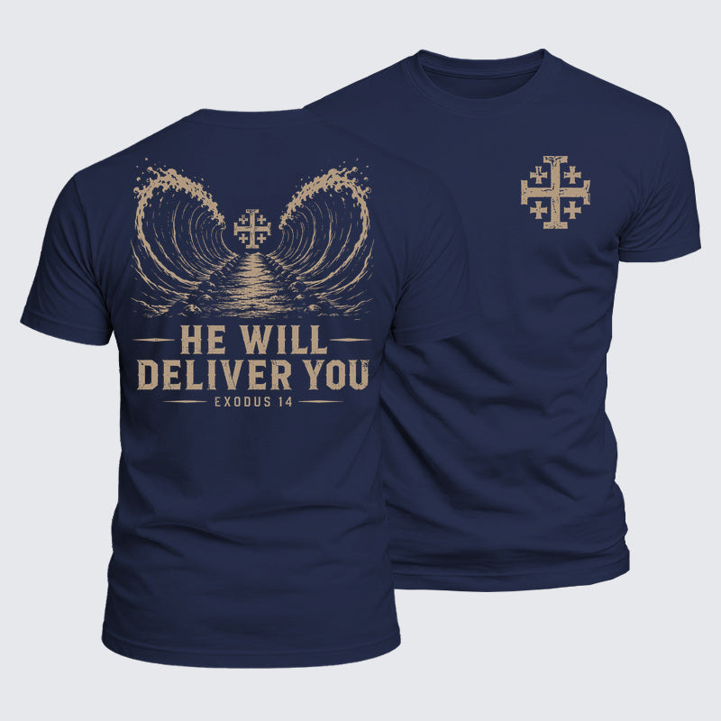 Luxe Mercerized Cotton Tee - He Will Deliver You Exodus 14